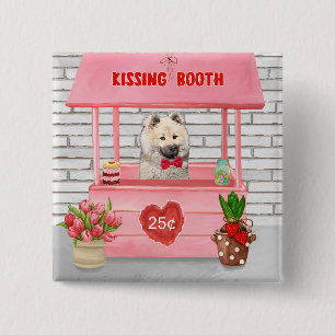 Eurasier Dog Valentine's Day Kissing Booth 15 Cm Square Badge