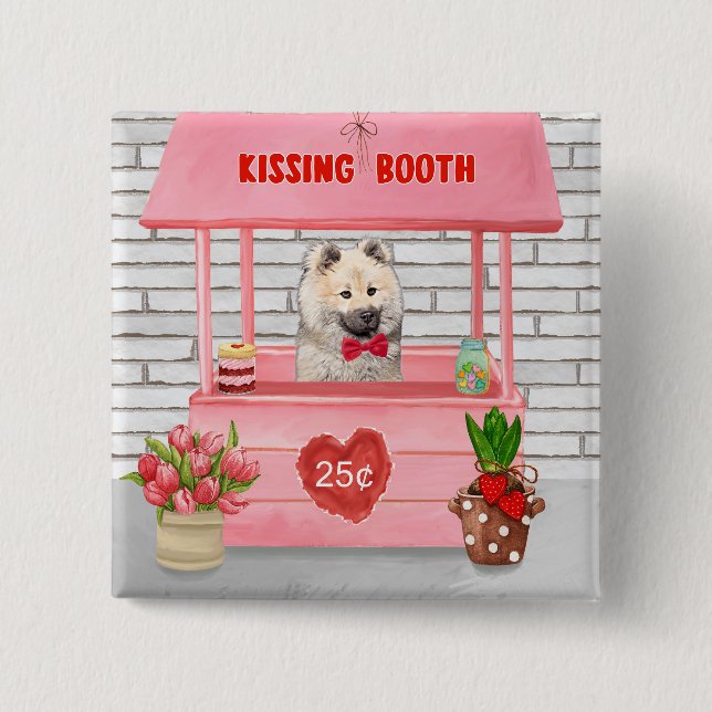 Eurasier Dog Valentine's Day Kissing Booth 15 Cm Square Badge (Front)