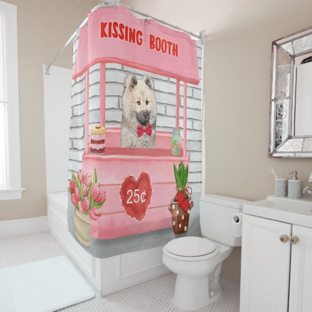 Eurasier Dog Valentine's Day Kissing Booth Shower Curtain (In Situ)
