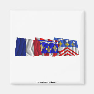 Eure-et-Loir, Centre & France flags Magnet