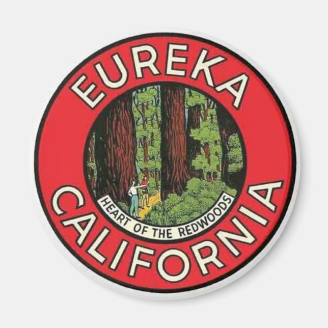 Eureka California Vintage travel Magnet (Front)