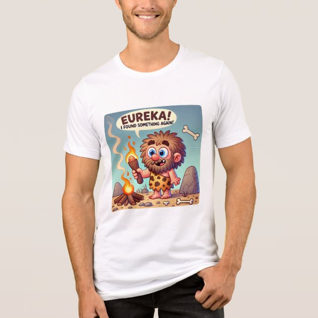 Eureka Caveman | Funny Prehistoric Discovery Art Tri-Blend Shirt (Front)