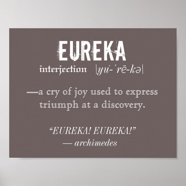 Eureka Definition Archimedes Principle Science Poster (Front)