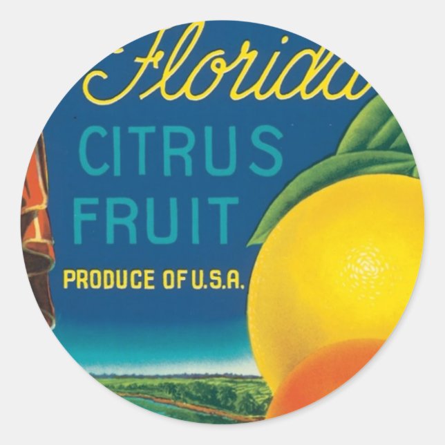 Eureka Florida Citrus Fruit Classic Round Sticker (Front)