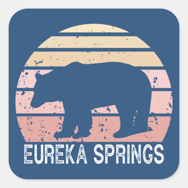 Eureka Springs Arkansas Retro Bear Square Sticker (Front)