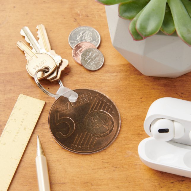 Euro 5 Cent Money Coin Key Ring (Desk)