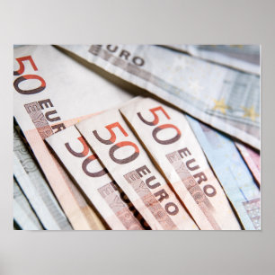 Euro Banknotes Close-Up Photo   Money Savings Fina Poster