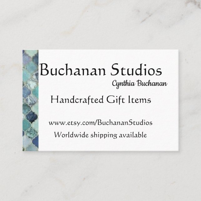 Euro Large Personalise Text Memorable Blues Business Card (Front)