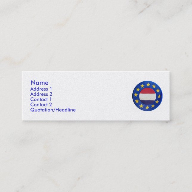 Euro Netherlands Business Card (Front)