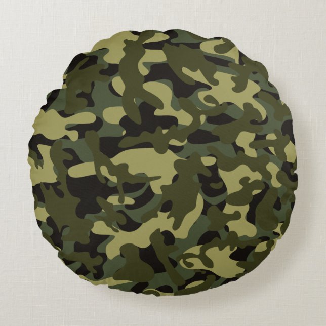Euro Spring Camouflage  Round Cushion (Front)