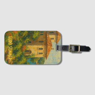 Euro Summer Oil Painting Villa Luggage Tag
