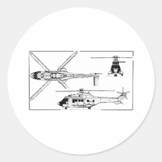 Eurocopter-Super-Puma-SA-33 Classic Round Sticker