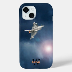 Eurofighter Typhoon aeroplane, night sky, your nam iPhone 15 Case