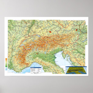 " Europa: 2021/heute - Karte ALPEN Region ... Poster