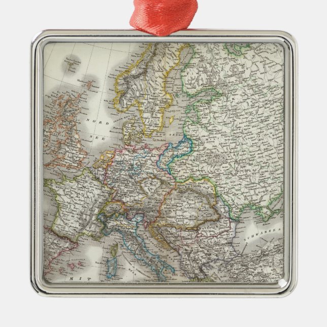 Europa Atlas Map Metal Tree Decoration (Front)