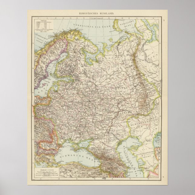 Europaisches Russland - Map of Europe and Russia Poster (Front)