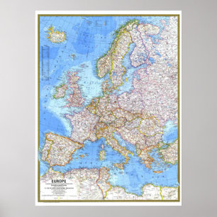 " Europe: 1977 Detailed MAP ... Poster