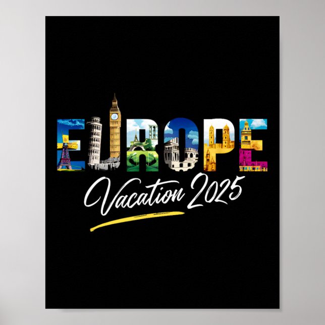 Europe 2025 Family Vacation Souvenir Trip Summer T Poster (Front)