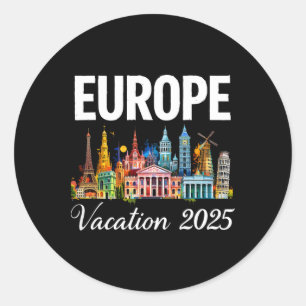 Europe 2025 Vacation Souvenir Trip Summer Travel F Classic Round Sticker