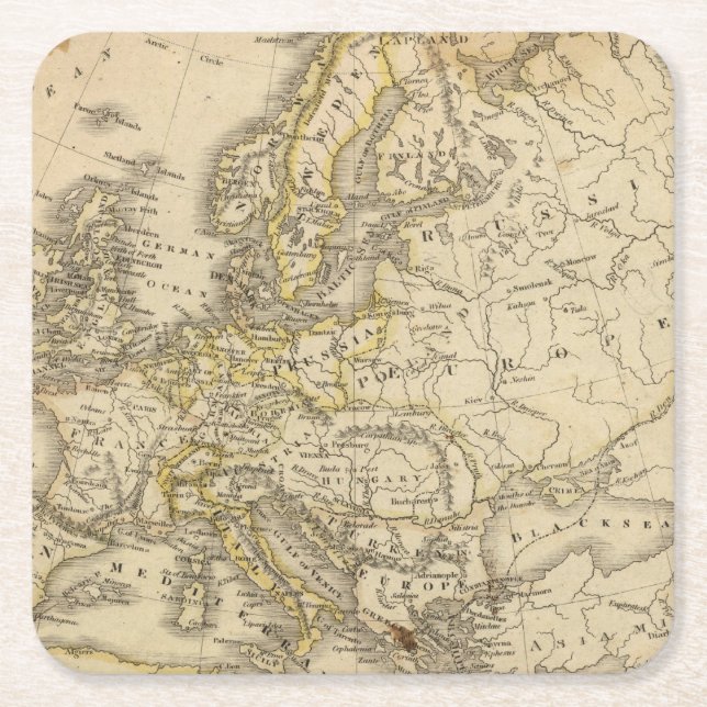 Europe 52 square paper coaster (Front)