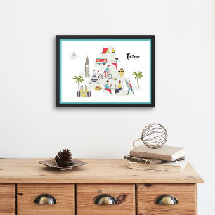 Europe Activities Map Poster