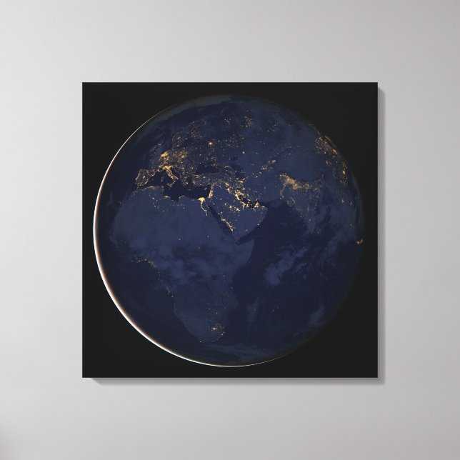 Europe, Africa & Middle East City Lights At Night Canvas Print (Front)