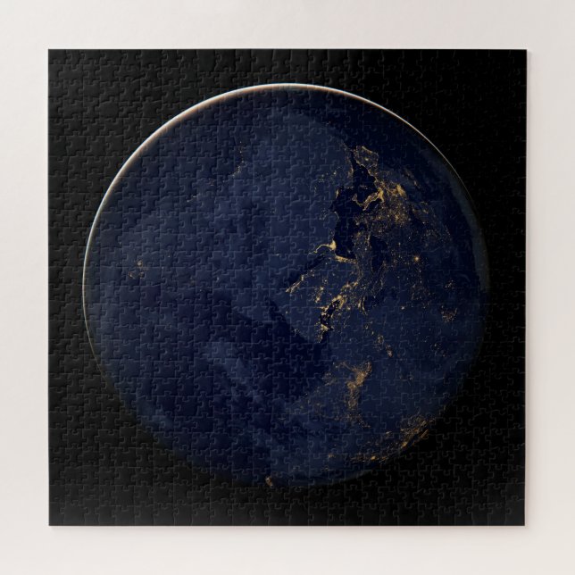 Europe, Africa & Middle East City Lights At Night Jigsaw Puzzle (Horizontal)