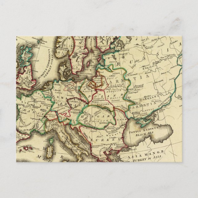 Europe ancient, modern postcard (Front)