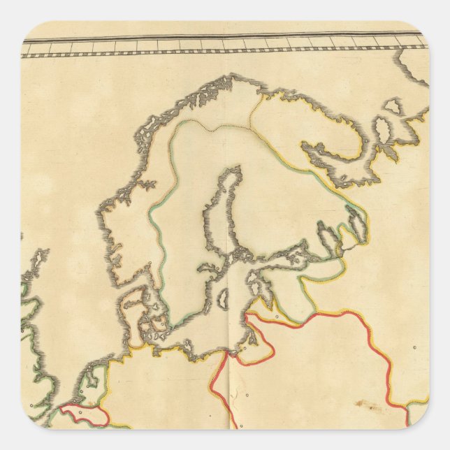 Europe and Major Cities Outline Square Sticker (Front)