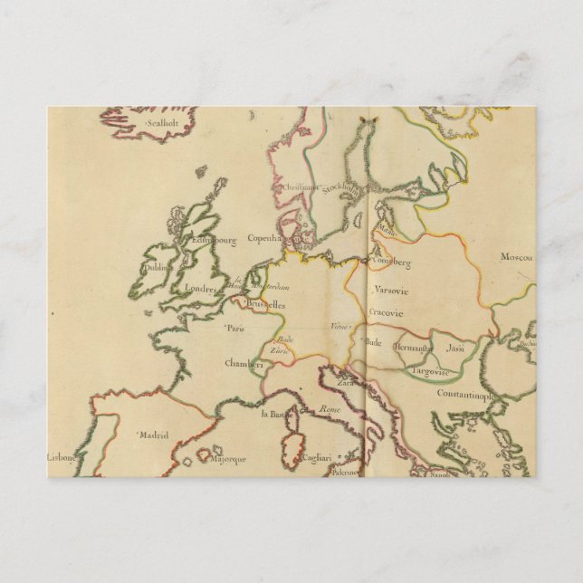 Europe and Major Cities Postcard (Front)