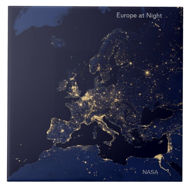 Europe at Night by NASA Tile (Front)