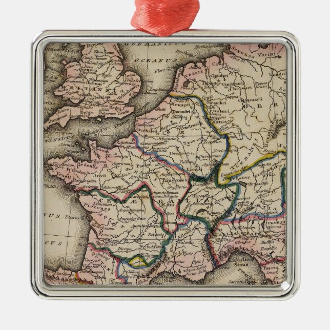 Europe Atlas Map Metal Tree Decoration (Front)