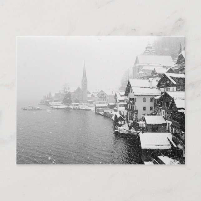 Europe, Austria, Hallstat. Town view in the snow Postcard (Front)