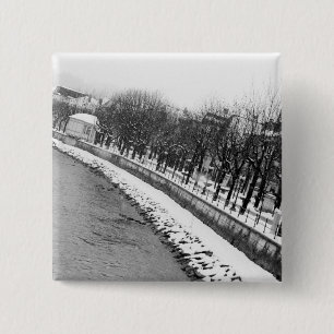 Europe, Austria, Salzburg. The bank of the River 15 Cm Square Badge
