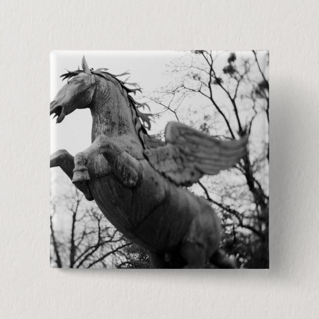 Europe, Austria, Salzburg. Winged horse statue, 15 Cm Square Badge (Front)