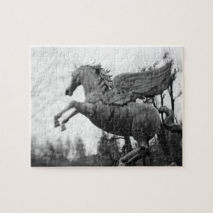 Europe, Austria, Salzburg. Winged horse statue, 2 Jigsaw Puzzle