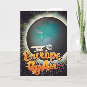 Europe By Air Vintage flight poster Holiday Card