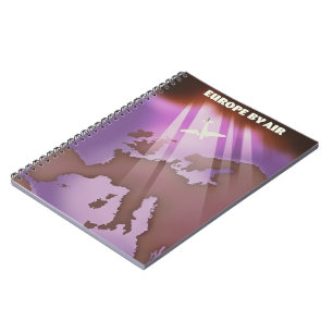 Europe By Air vintage style travel poster. Notebook