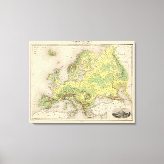 Europe contour map canvas print (Front)