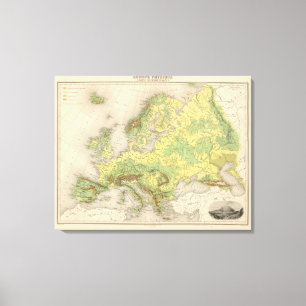 Europe contour map canvas print