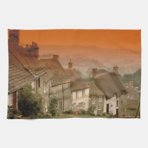 Europe, England, Dorset, Shaftesbury. Gold hill Tea Towel