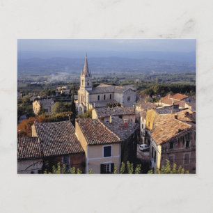 Europe, France, Bonnieux. Sunset light falls Postcard
