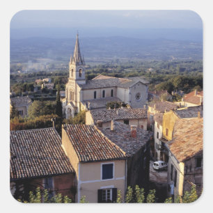 Europe, France, Bonnieux. Sunset light falls Square Sticker