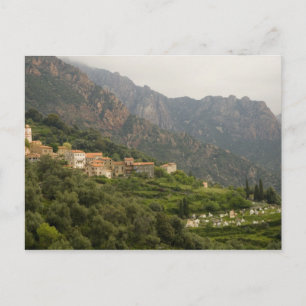 Europe, France, Corsica, Ota. Town of Ota and Postcard