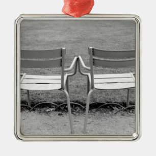 Europe, France, Paris. Chairs, Jardin du 2 Metal Tree Decoration