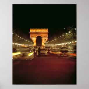Europe, France, Paris. Evening traffic rushes Poster