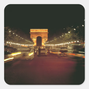 Europe, France, Paris. Evening traffic rushes Square Sticker