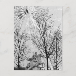 Europe, France, Paris. Statue and Ferris Wheel, Postcard