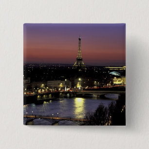 Europe, France, Paris, Sunset view of Eiffel 15 Cm Square Badge
