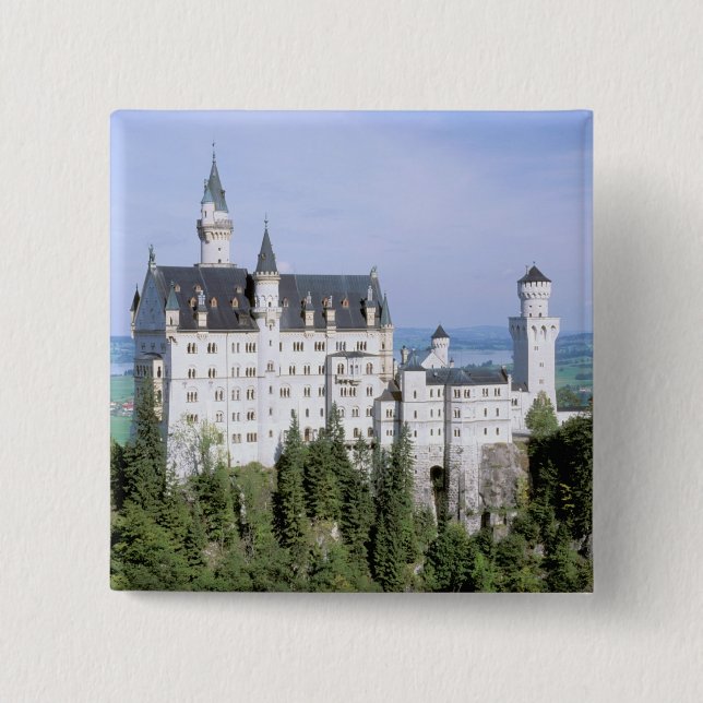 Europe, Germany, Neuschwanstein Castle, built 15 Cm Square Badge (Front)